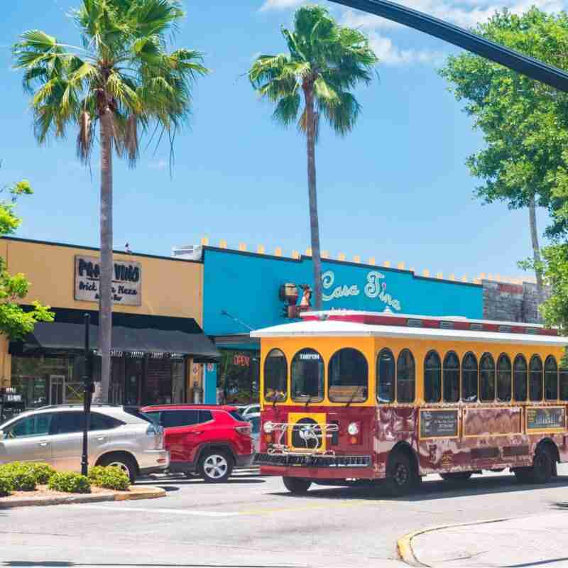 Downtown Dunedin and the Jolly Trolley